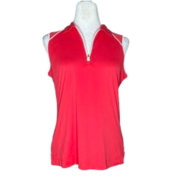 Slazenger Women's Pink 1/4 Zip Sleeveless Polo Golf Shirt Size Medium - Picture 1 of 8